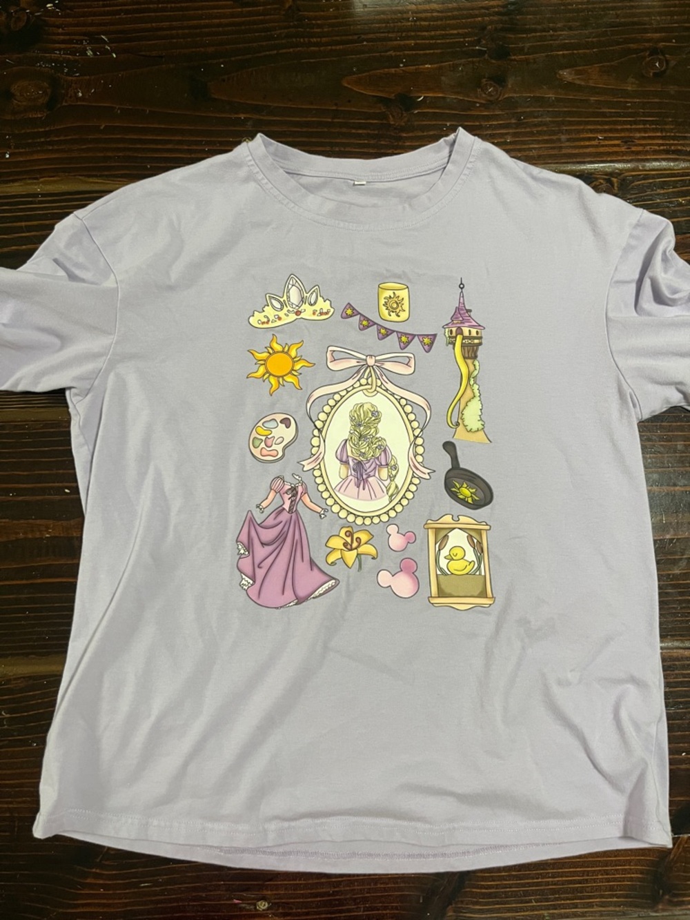 Lavender lilac purple Disney Rapunzel Tangled icons short sleeve t shirt